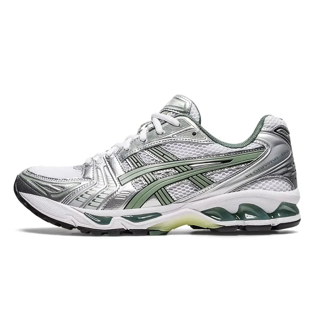 ASICS GEL-KAYANO 14 White Silver - Green Metallic – DREAMWEAR