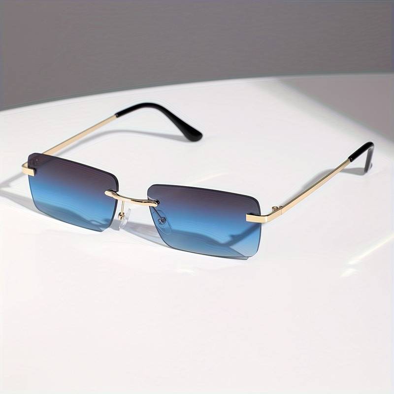 Classic Metal Square Frame – Blue Glasses