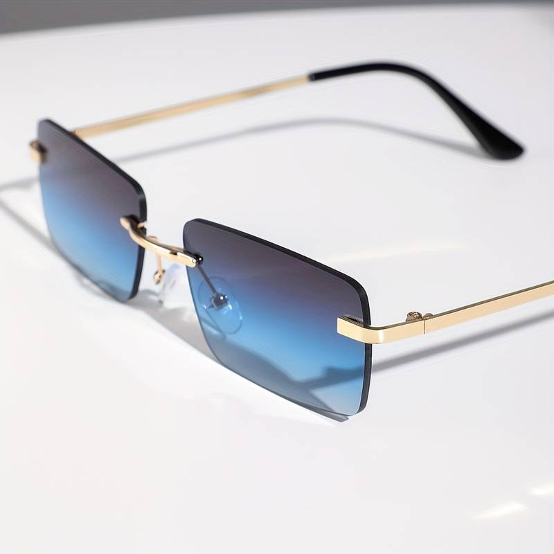 Classic Metal Square Frame – Blue Glasses