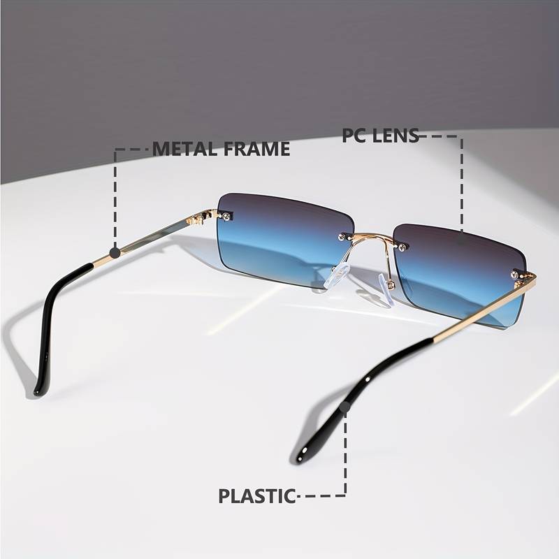 Classic Metal Square Frame – Blue Glasses