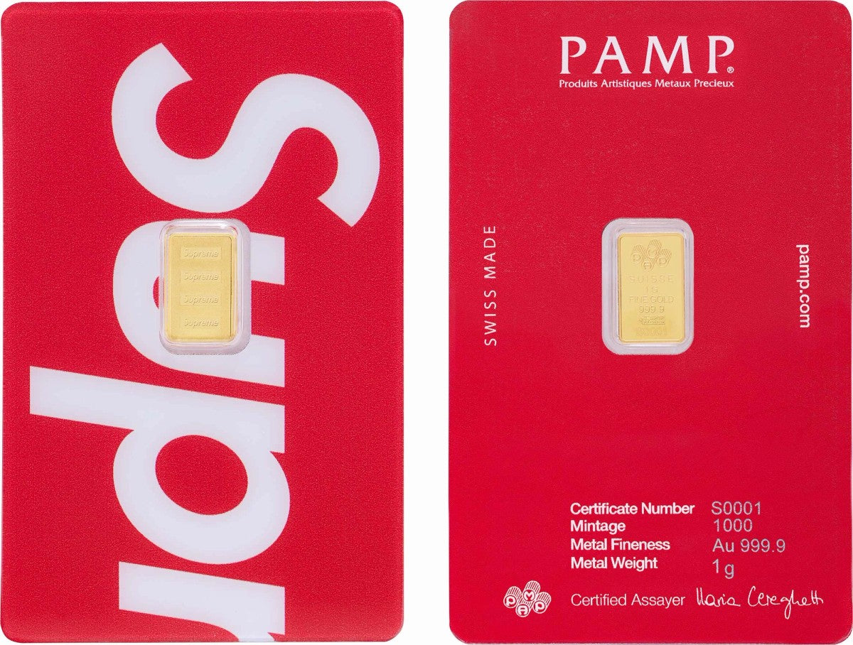 新品 Supreme PAMP Suisse 1 g Gold Bar Supreme PAMP Suisse 1g Gold Bar – DREAMWEAR