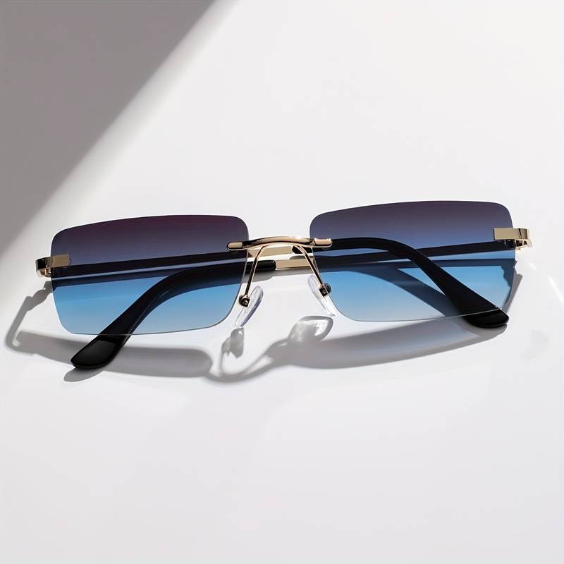 Classic Metal Square Frame – Blue Glasses