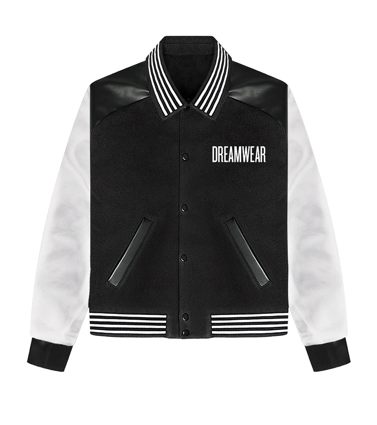 White Leather Bomber Jacket – Classic Zip-Up Outerwear