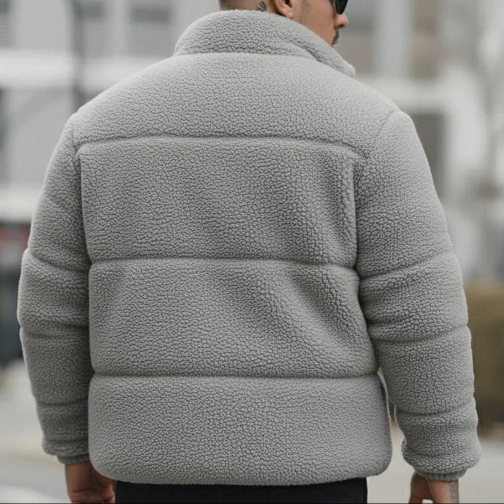 DREAMWEAR Grey Sherpa Jacket – Warm Fleece Winter Jacket - DREAMWEAR
