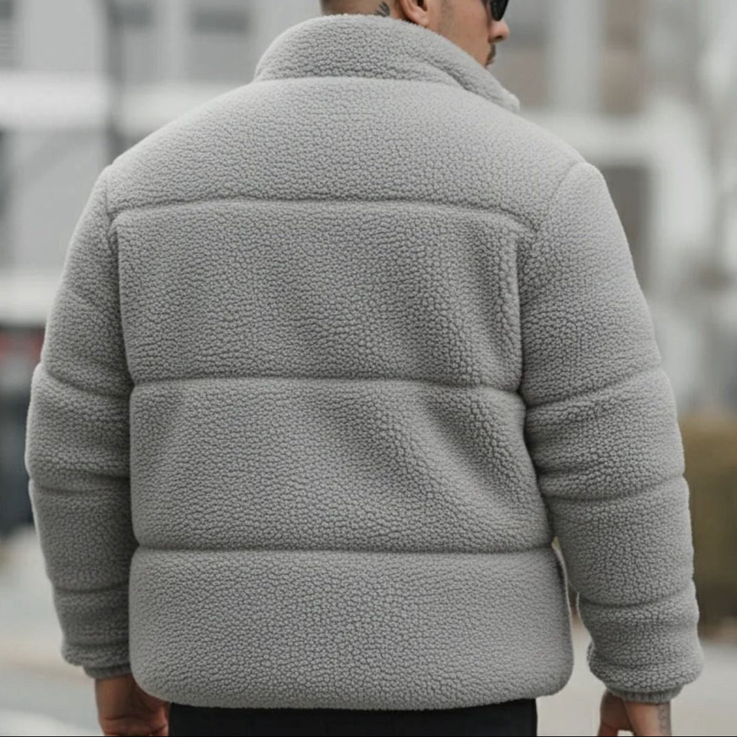 DREAMWEAR Grey Sherpa Jacket – Warm Fleece Winter Jacket - DREAMWEAR