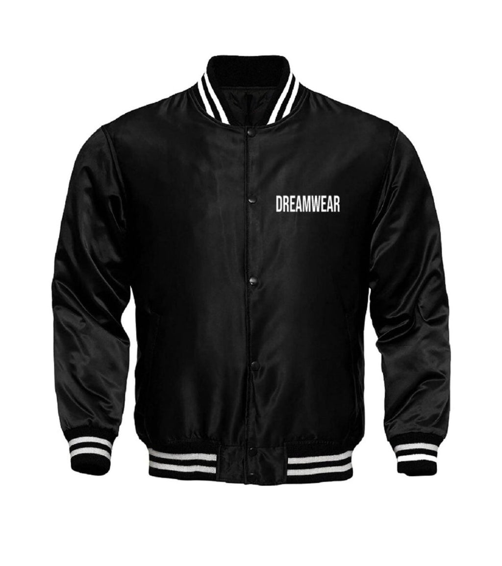 DREAMWEAR Varsity Jacket Unisex – Black | Premium Streetwear Jacket - DREAMWEAR