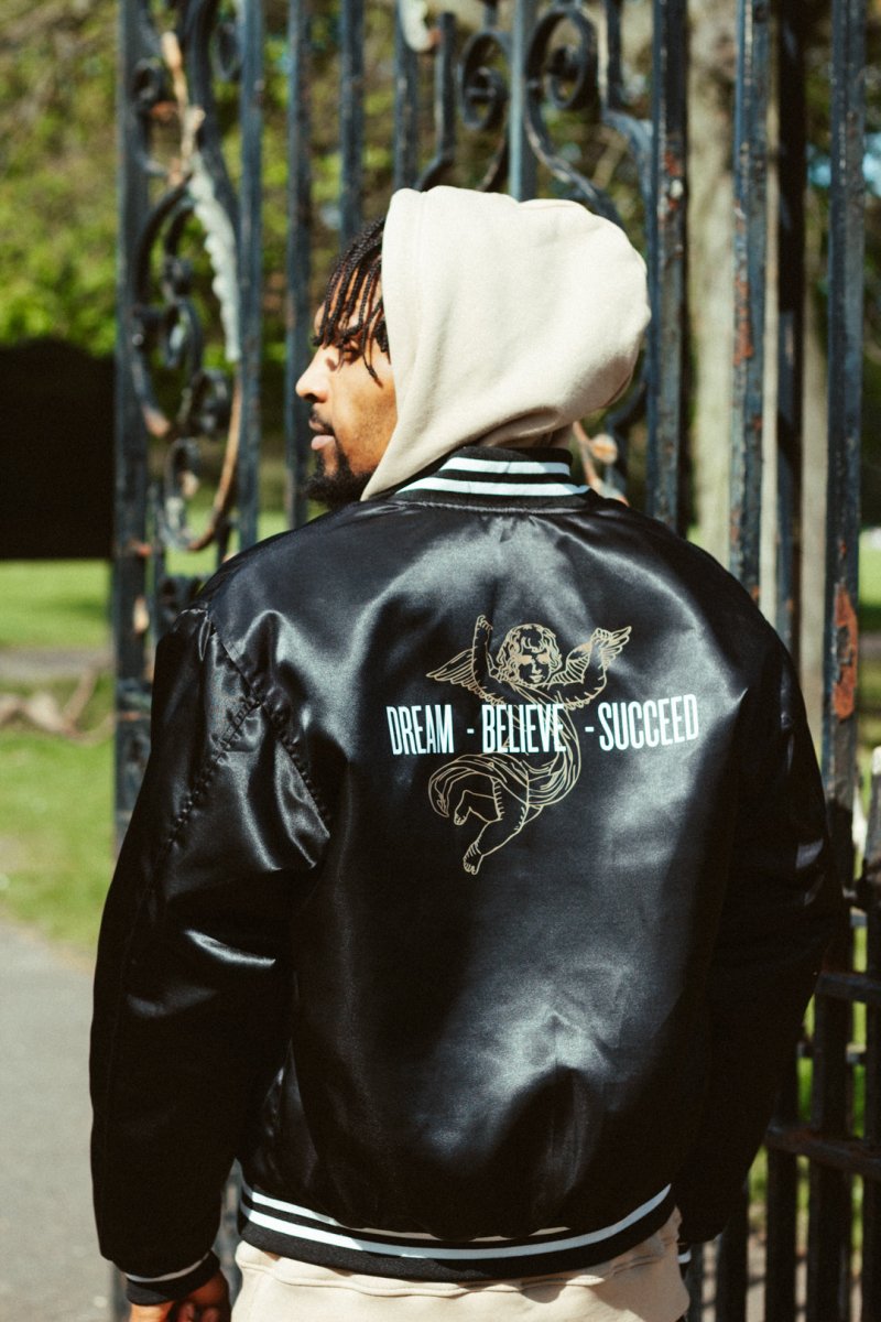 DREAMWEAR Varsity Jacket Unisex – Black | Premium Streetwear Jacket - DREAMWEAR