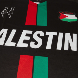 FC Palestina Palestine Red Green Stripe English Black Football T Shirt