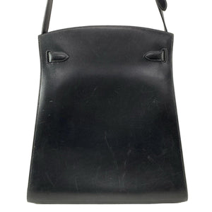 HERMES Kelly Sport GM Black Box Calf Circle X Shoulder Bag Pre-Loved