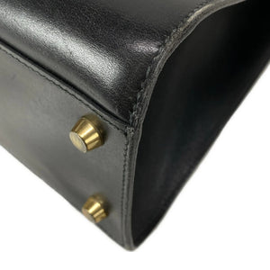 HERMES Kelly Sport GM Black Box Calf Circle X Shoulder Bag Pre-Loved