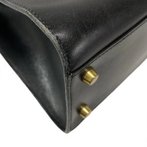HERMES Kelly Sport GM Black Box Calf Circle X Shoulder Bag Pre-Loved
