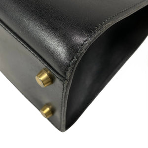 HERMES Kelly Sport GM Black Box Calf Circle X Shoulder Bag Pre-Loved