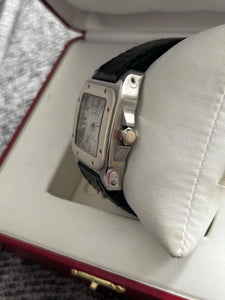 Cartier Santos 100 Medium Steel White Rubber Automatic Watch - PRE-LOVED
