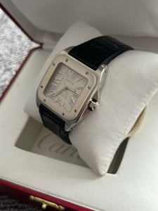 Cartier Santos 100 Medium Steel White Rubber Automatic Watch - PRE-LOVED