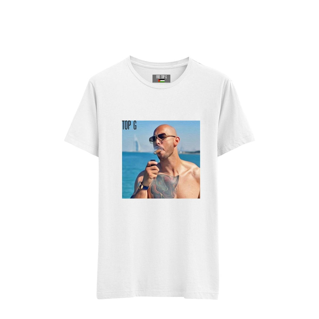 TOP G White Printed T-Shirt – Casual Unisex Tee - DREAMWEAR
