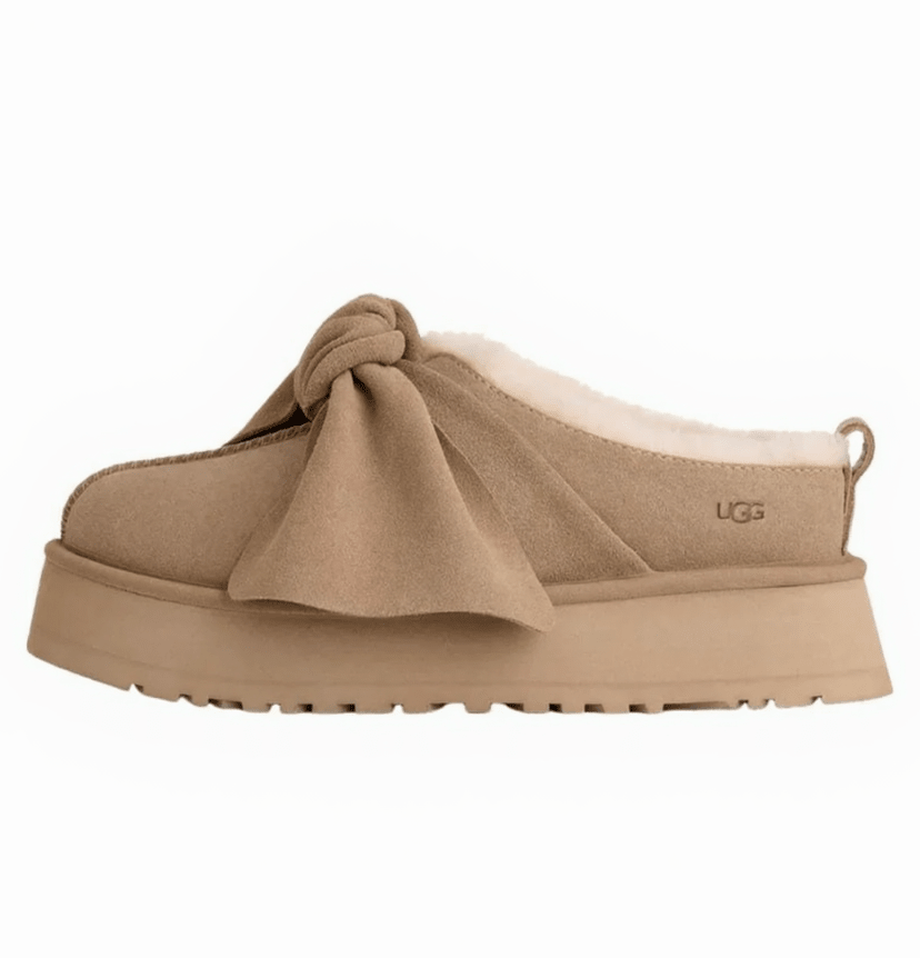 UGG Women’s Platform Slip - On Bow Slipper – Sand - DREAMWEAR