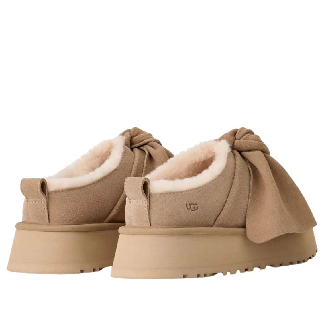UGG Women’s Platform Slip - On Bow Slipper – Sand - DREAMWEAR