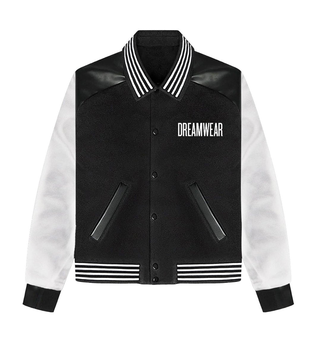White Leather Bomber Jacket – Classic Zip - Up Outerwear - DREAMWEAR