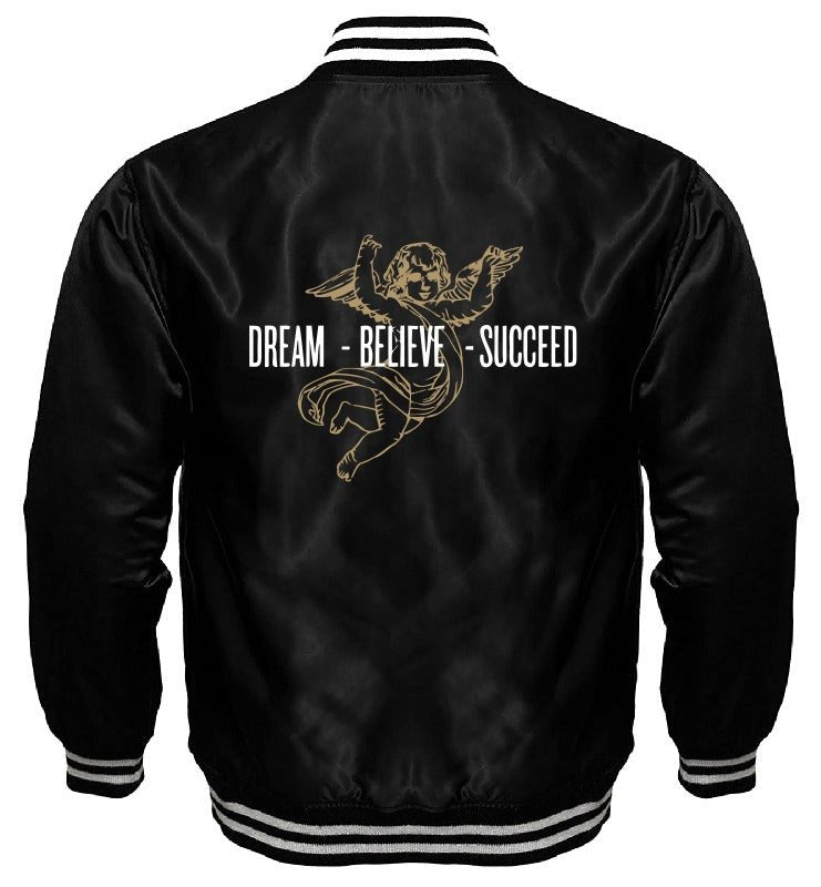 DREAMWEAR Varsity Jacket Unisex – Black | Premium Streetwear Jacket - DREAMWEAR